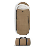 Stokke YoYo Footmuff Toffee with sherpa lining keeps baby warm on chilly strolls.