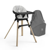 Stokke Clikk high chair in black and natural for durable, mess-friendly family meals.