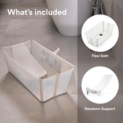 Newborn support included for comfortable bath sessions.