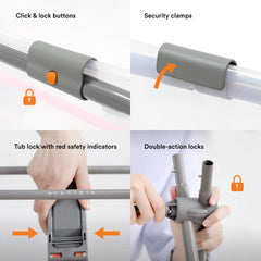 Stokke Flexi Bath Stand Grey with towel rail adds convenient drying within reach