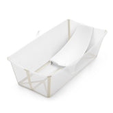 Stokke Flexi Bath X-Large Sandy Beige foldable bath for easy storage and travel.