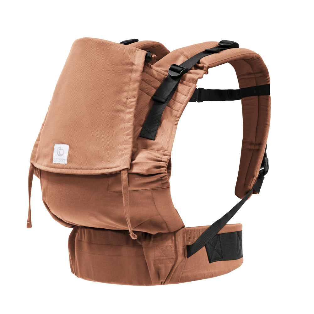 Stokke Limas Carrier Flex terracotta with compact buckle for quick, on-the-go use