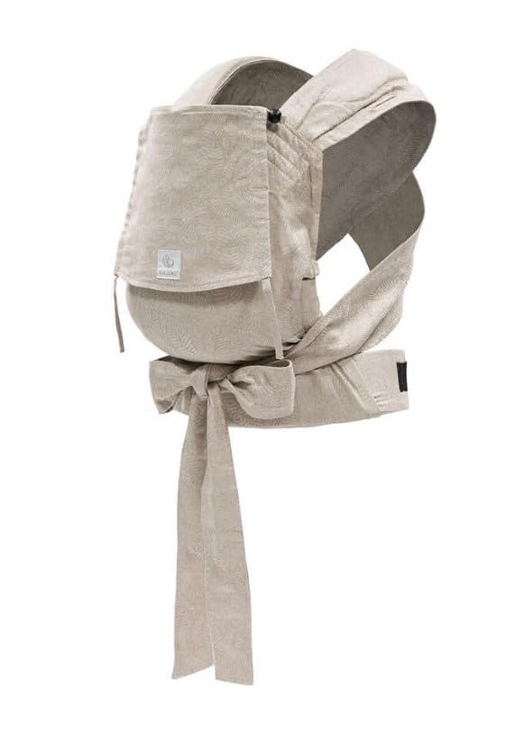 Stokke Limas carrier floral beige front view highlights ergonomic support for newborns.