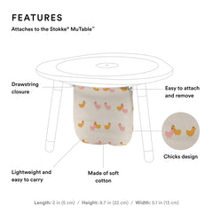 Stokke MuTable Cotton Bag with drawstring keeps toys secure.