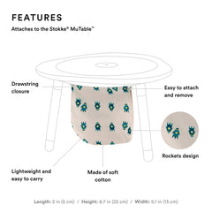 Stokke MuTable toy storage in soft cotton for easy cleanup