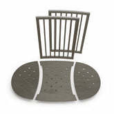 Stokke Sleepi Bed Extension V2 in hazy grey packaging shows included parts for quick setup.