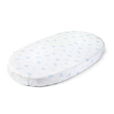 Stokke Sleepi Pehr V2 elephant pattern fitted sheet offers cozy softness for naps.