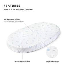 Stokke Sleepi Pehr V2 rainbow alphabet lines pattern provides gentle skin contact.