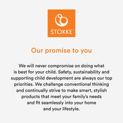 White Stokke Tray for Nomi shown with the Nomi Baby Set for neat meals.