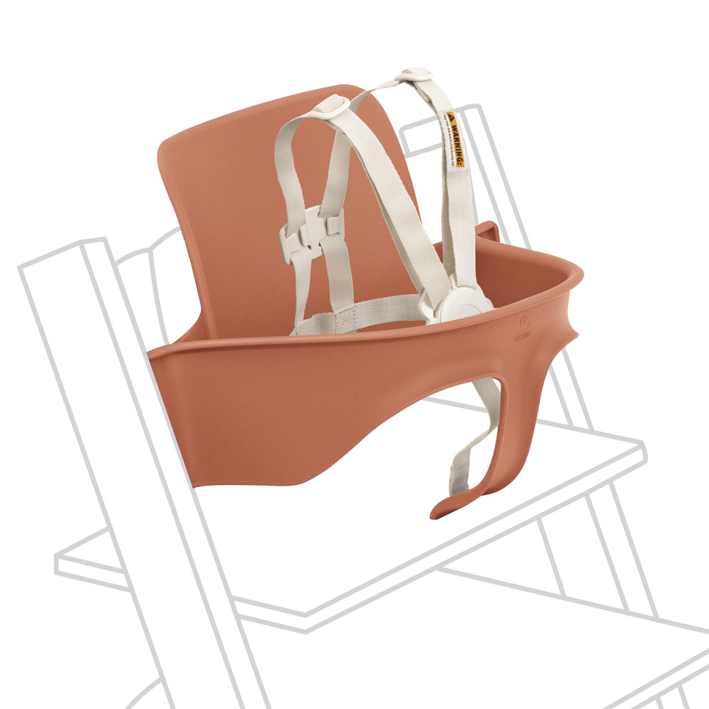 Stokke Tripp Trapp Baby Set 2 Terracotta front view with snug back support.