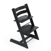 Stokke Tripp Trapp chair black with adjustable seat for growing kids.