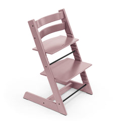 Stokke Tripp Trapp Heather Mauve front view with adjustable height for growing children.