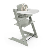 Stokke Tripp Trapp High Chair 2 in Glacier Green set at the table, growing with child.