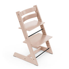 Stokke Tripp Trapp Serene Pink front view shows a compact, growth-ready design