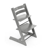 Stokke Tripp Trapp Storm Grey front view showing ergonomic seating for growing children