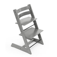 Stokke Tripp Trapp Storm Grey front view showing ergonomic seating for growing children