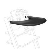 Stokke Tripp Trapp Tray Black front view, sturdy BPA-free surface for meals.