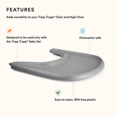 Stokke Tripp Trapp Tray Storm Grey during family mealtime.