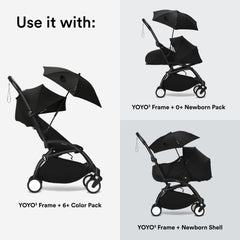 Parasol clipped to car seat for on-the-go shade during trips