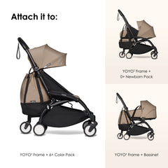 Stokke Yoyo bag taupe fabric detail highlights durable, soft-touch material.