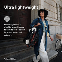 Stokke YOYO3 folded in action for quick, effortless storage.