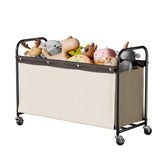 StorageWorks Storage Chest with Wheels, beige side view for easy room organization.