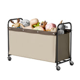 StorageWorks toy chest with wheels, side view, ideal for organized playrooms.