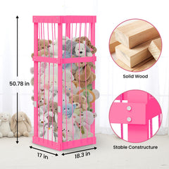 Storenization flexible cords stuffed animal display; easy access for quick toy retrieval.