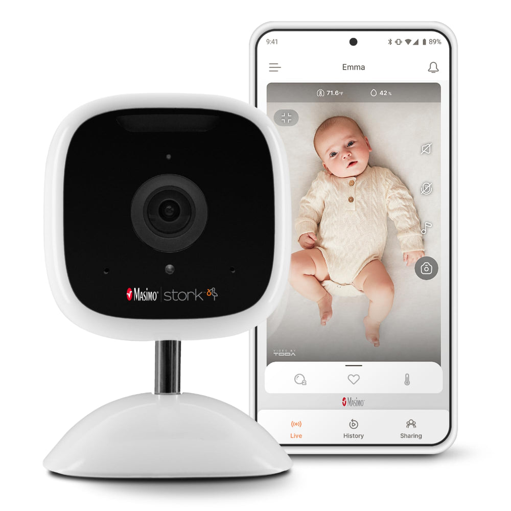 Stork Masimo Camera live view shows your baby clearly from anywhere