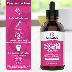 Strauss Heartdrops natural herbal blend featuring blessed thistle and raspberry leaf.