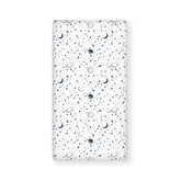Streeyiu Stars Planets crib sheet closeup shows soft polyester fabric for baby comfort.