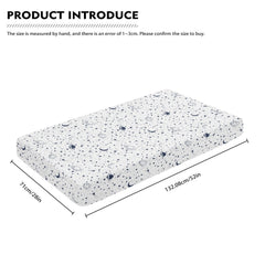 Streeyiu universal-fit crib sheet demonstrates snug 52x28x8 sizing on a standard mattress.