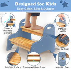 StrongTek Kids 2-Step Stool compact size fits small spaces.