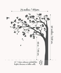 Studio Quee large corner tree decal highlights leaves for a serene, stylish nursery or home wall.