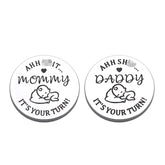 STVK Daddy's Turn coin, two-sided, helps decide diaper duty in daily parenting