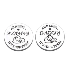 STVK Daddy's Turn coin, two-sided, helps decide diaper duty in daily parenting