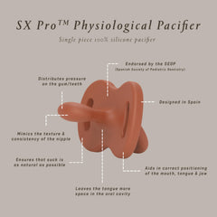 Slot opening fits up to two pacifiers for travel and organization.