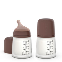 Suavinex Zero Zero anti-colic bottle front view with 6oz capacity.