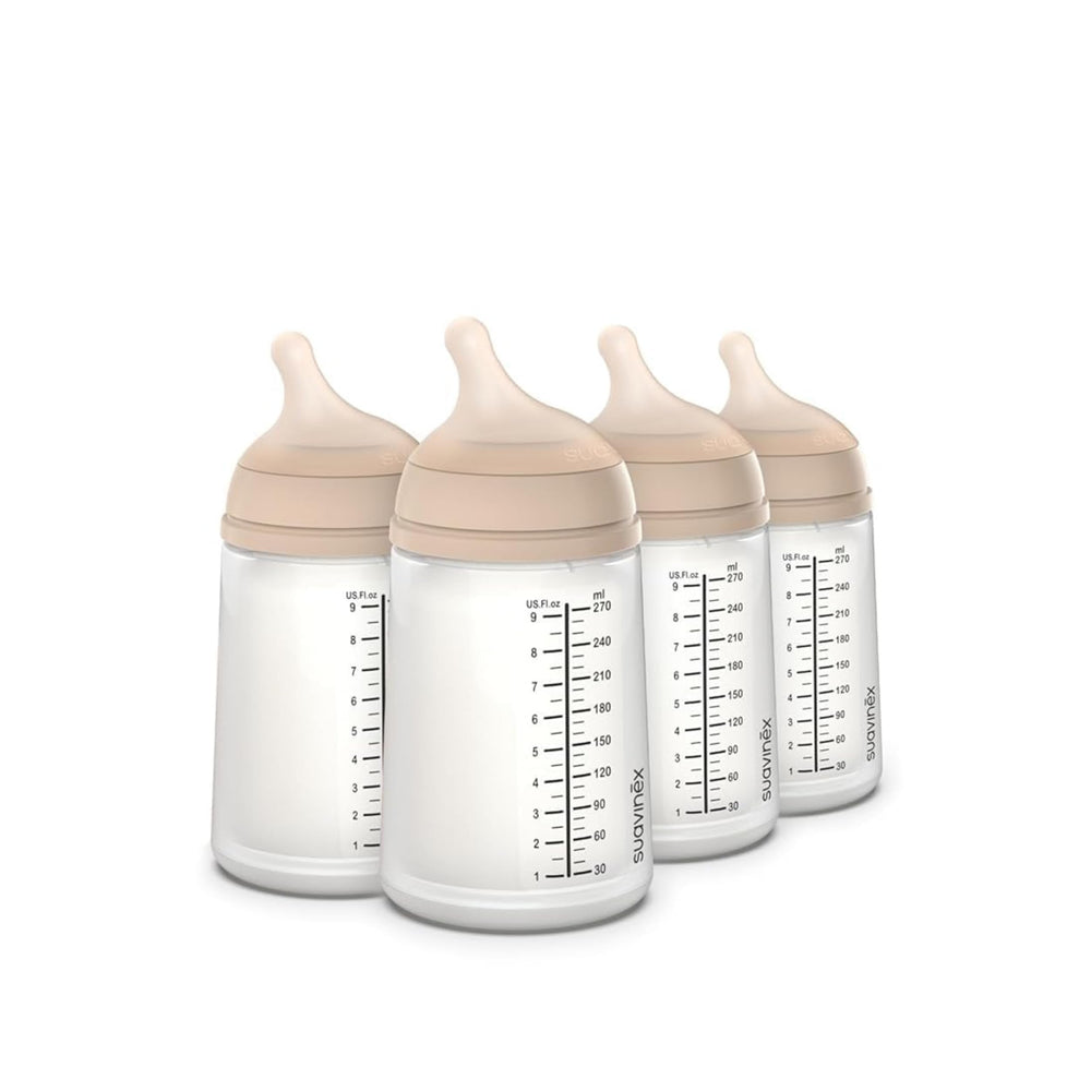 Suavinex Zero Zero anti-colic bottle packaging highlights a baby-friendly design.