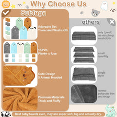 Sublaga hooded towel bear hood keeps baby dry and comfy