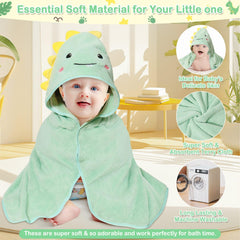 Sublaga hood detail features a green dinosaur for playful bath time