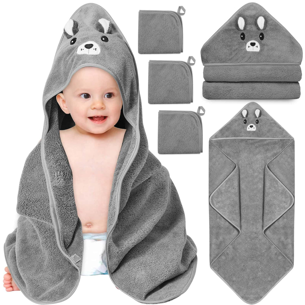 Sublaga gray bear hooded towel offers a cozy bath wrap for newborns.