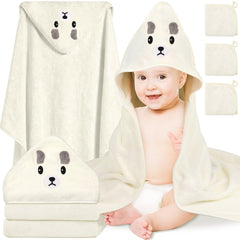 Sublaga white bear hooded towel 32x32 keeps baby warm after bath.