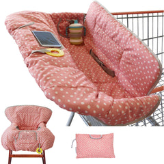 Suessie pink dots cart cover on a cart protecting baby from germs