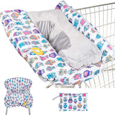 Suessie shopping cart cover with owl cushion keeps surfaces clean and cozy on the go.