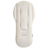Suessie stroller liner sand stripe fabric close-up highlights breathable cotton texture for baby comfort.