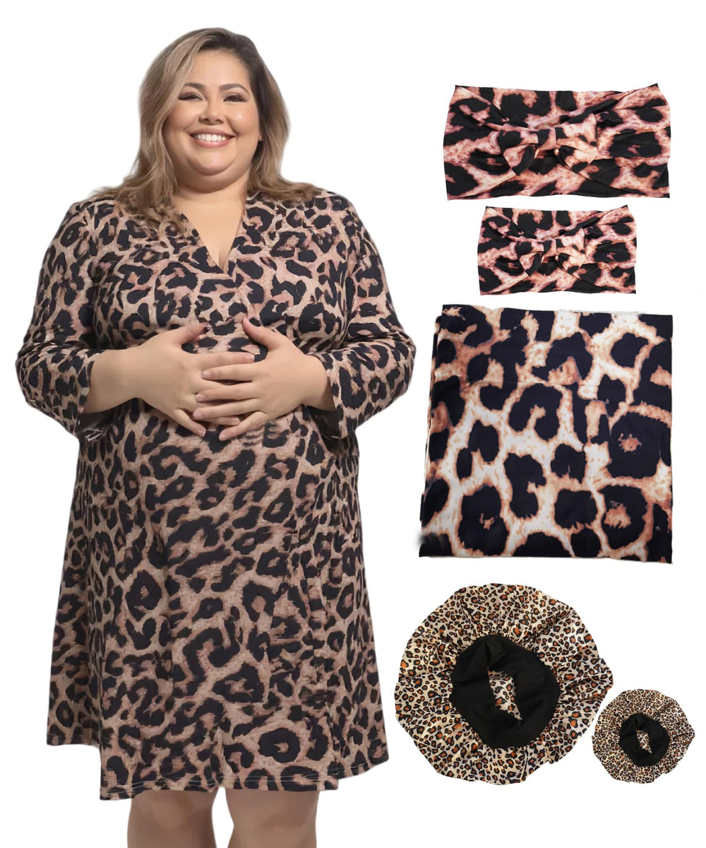 SUFEINI plus-size maternity robe in yellow, front view for comfort.