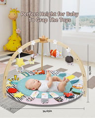 Suihuooo Baby Play Gym high-contrast ball supports visual tracking during play.