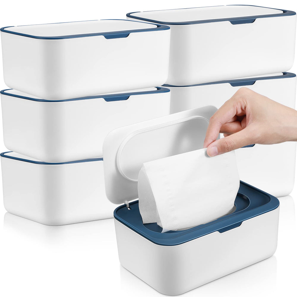 Sumind wipes dispenser with dark blue lid close-up for easy access