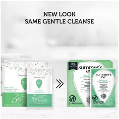 Aloe essence highlight on Summer's Eve Aloe Love wipes for soothing feel.